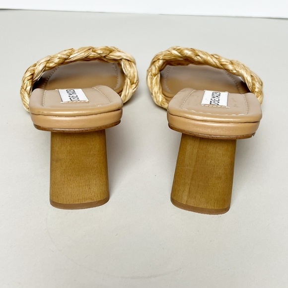 Steve Madden Saged Neutral Raffia Square Toe Heel Size 9 - Picture 5 of 9